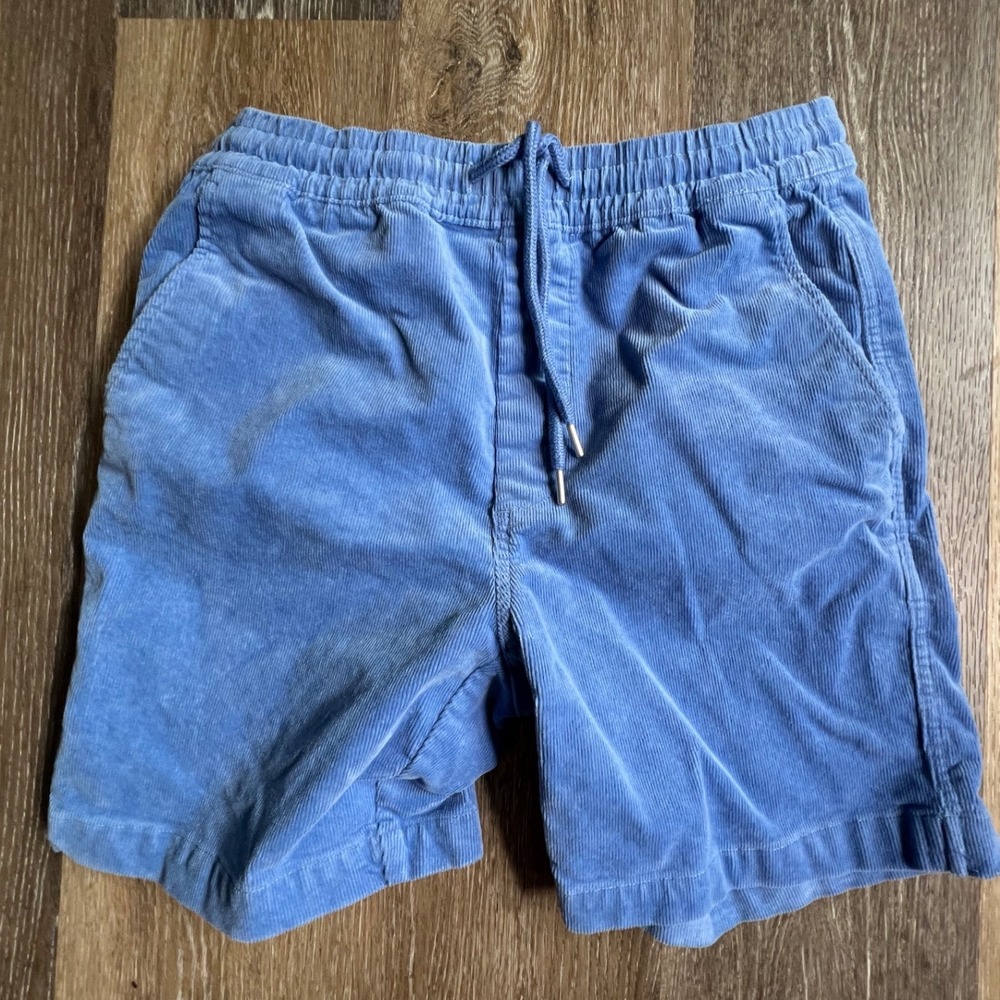 Men's Blue Corduroy Drawstring Shorts